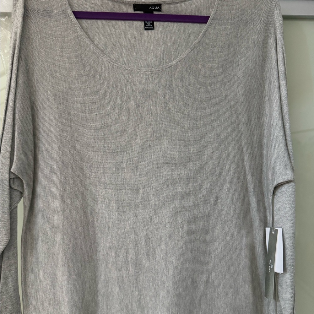 Aqua Light Gray Crewneck Knit Top